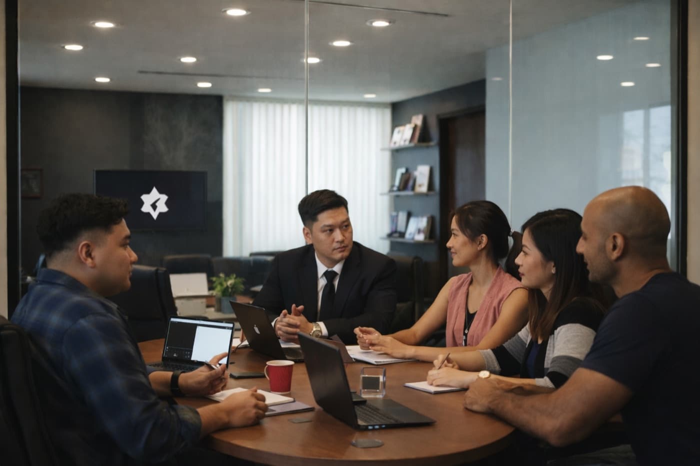 Colleagues reviewing campaign performance together