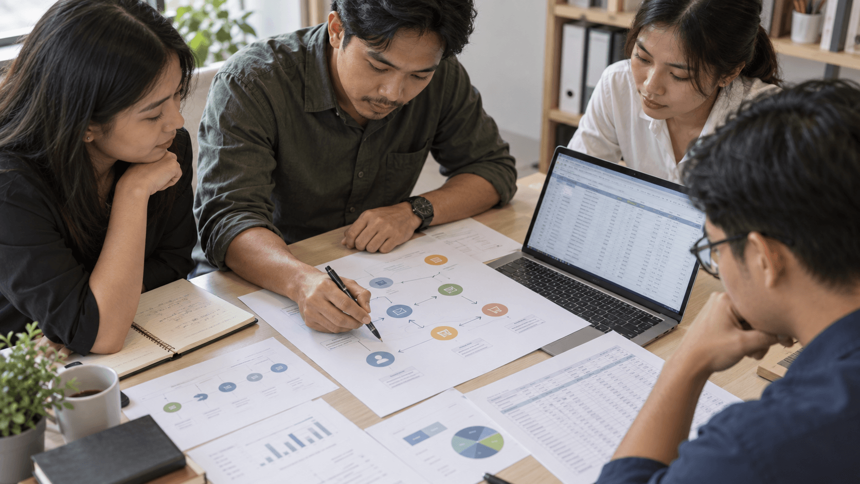 Singapore team reconciling printed buyer journeys with a CRM export